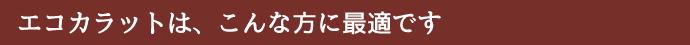 エコカラットはこんな方に最適です