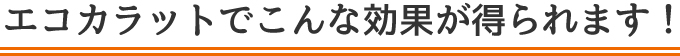 エコカラットでこんな効果が得られます!